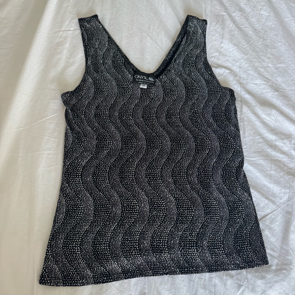 Onyx Nite Black and White Patterned Top